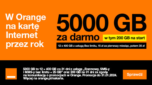 5000 GB ekstra od 15 zł na start w Orange 